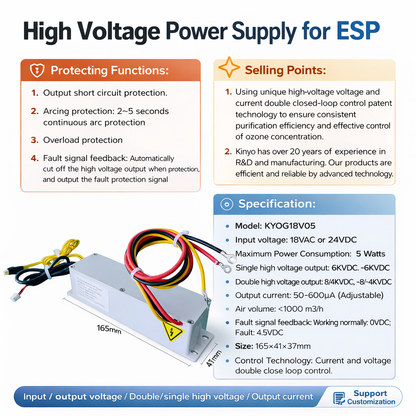 5W 18VAC/24VDC High Voltage Power Supply for HVAC Air Cleaners