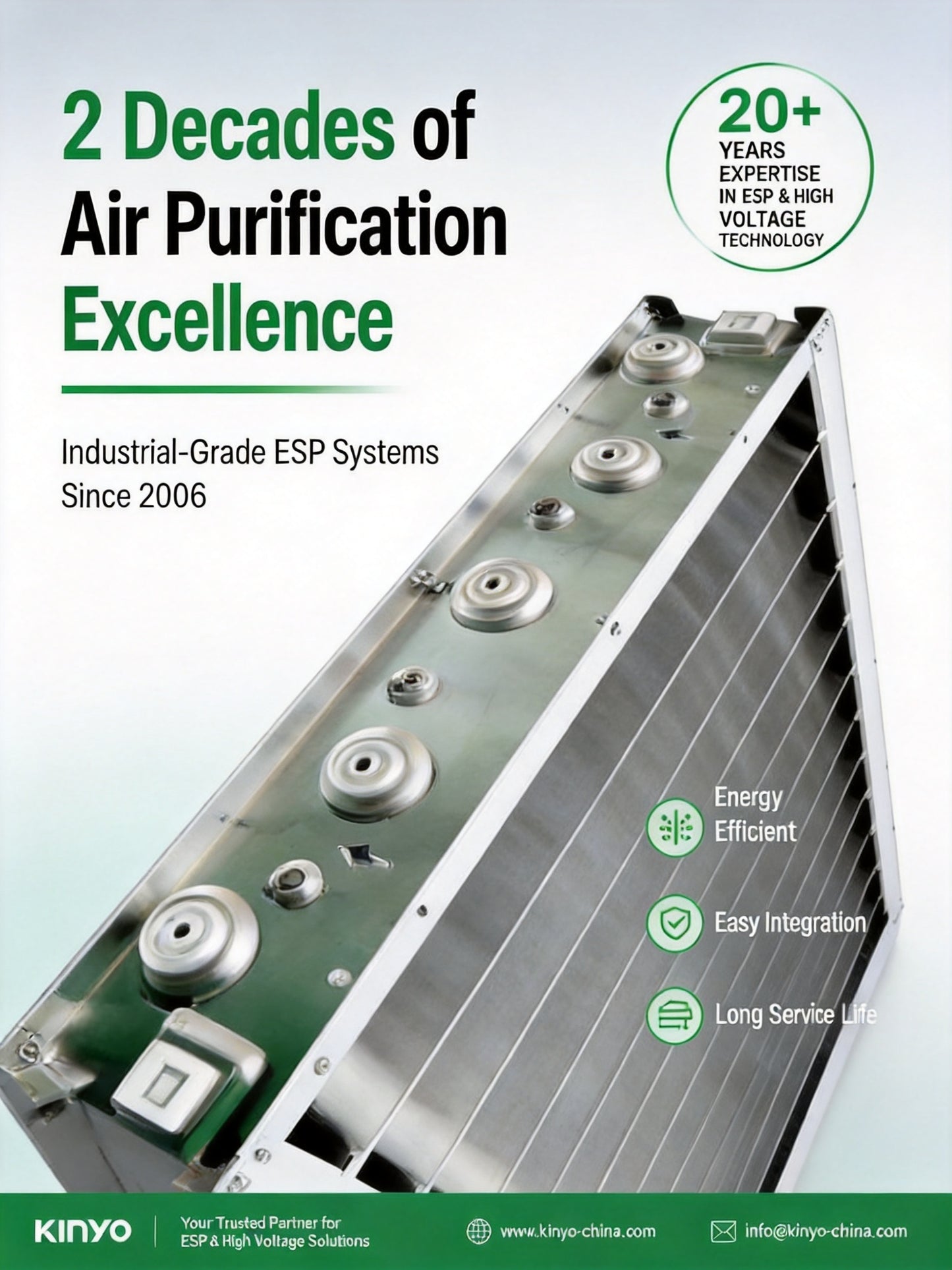 Ultra-Thin ESP Electrostatic Dust Collection Filter System 94mm Depth