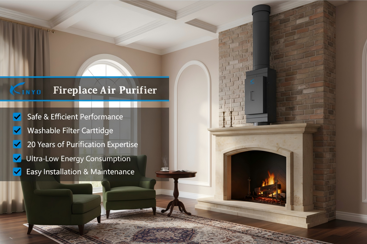 Fireplace Stove ESP Filter Reusable Chimney Air Purifier
