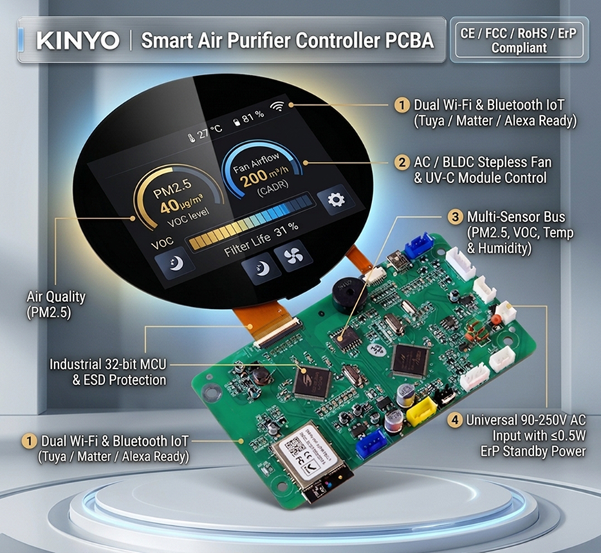 Round Controller PCBA For Air Purifier