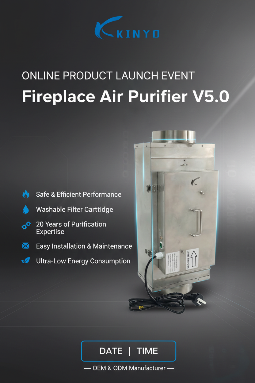 Fireplace Stove ESP Filter Reusable Chimney Air Purifier