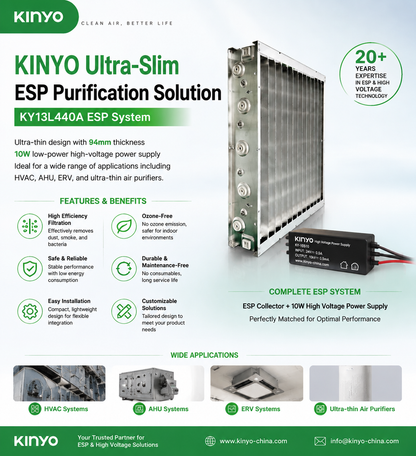 Ultra-Thin ESP Electrostatic Dust Collection Filter System 94mm Depth