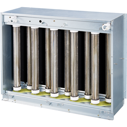 High energy ion tube air deodorizer module removing H2S, ammonia and amine odors in industrial central ventilation systems