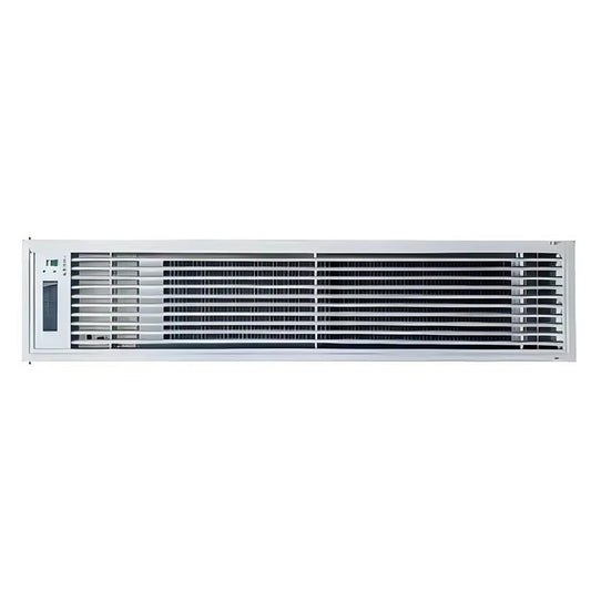 KY-FCU-70 fan coil return air purifier front view with louvered grille and status panel