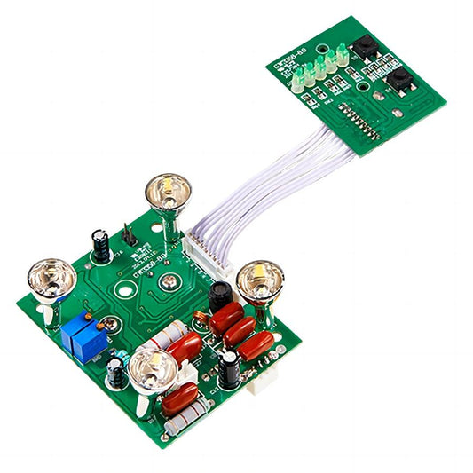 Ultrasonic Humidifier Control Board PCBA Set with Capacitive Touch Springs, Multi-Pin Ribbon Cable, and LED Push Button Display Daughter Board OEM ODM