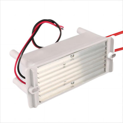 Underside baseplate view of the KY-OG-65W ozone generator power supply on a white background, showcasing the heavy-duty extruded aluminum fin heat sink secured with machine screws for rapid thermal dissipation, side chassis mountin