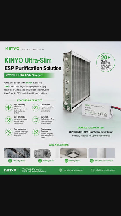 Ultra-Thin ESP Electrostatic Dust Collection Filter System 94mm Depth